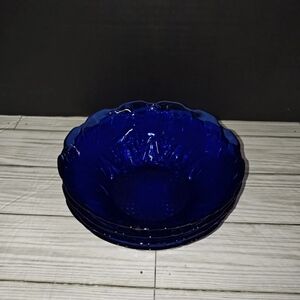 Vtg Avon France Royal Sapphire Cobalt Blue Glass 6.5" Soup Bowls France Set of 4